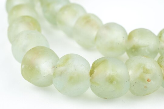 The Bead Chest Lime Swirl Recycled Glass Beads 18mm Ghana African Sea Glass Green Round Large Hole 32 Inch Strand Handmade Fair Trade